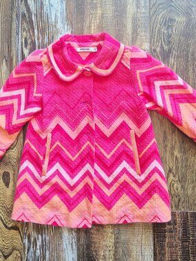 MISSONI Chevron Jacket Button Lined Pocket Cotton Blend Pink Orange